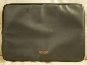 NEW BLACK GUESS 15" LAPTOP TABLET CASE ZIPPER BAG VINYL CANVAS GWP FALAPTOPCAS - Picture 1 of 8