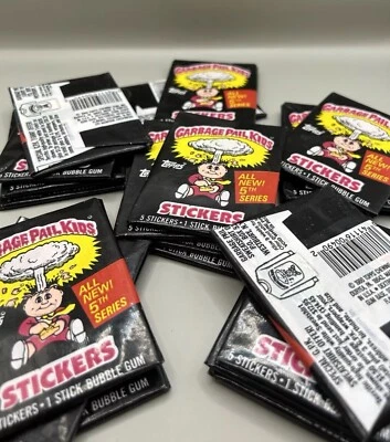 🤮 Cubo de basura niños serie original 5 paquetes de cera nuevo 1986 Gpk OS5 ¡Raro! 💀 Foto 1 de 3