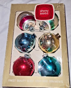 Ornamenti Vintage Brite Lucido Natale Vetro Mercurio Scatola Mista da 6 - Foto 1 di 5