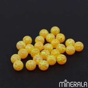 EGG YOLK YELLOW LAB CREATED SYNTHETIC OPAL ROUND BEADS 3-6mm FULL DRILL WP027A9 - Picture 1 of 5