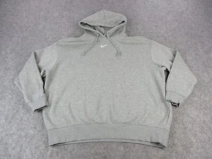 Nike Hoodie Womens Large Gray White Center Swoosh Oversized Sweatshirt Sweater - Picture 1 of 9
