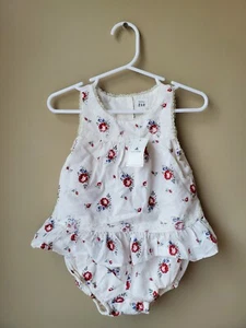 Baby Gap 6-12 Tulip Back Dress & Bloomers Floral Print Lace Trim New - Picture 1 of 5
