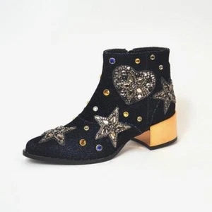 Ivy Kirzhner Cirque Teal Chic Metallic Pointed Low Riding Designer Ankle Bootie - Picture 1 of 1