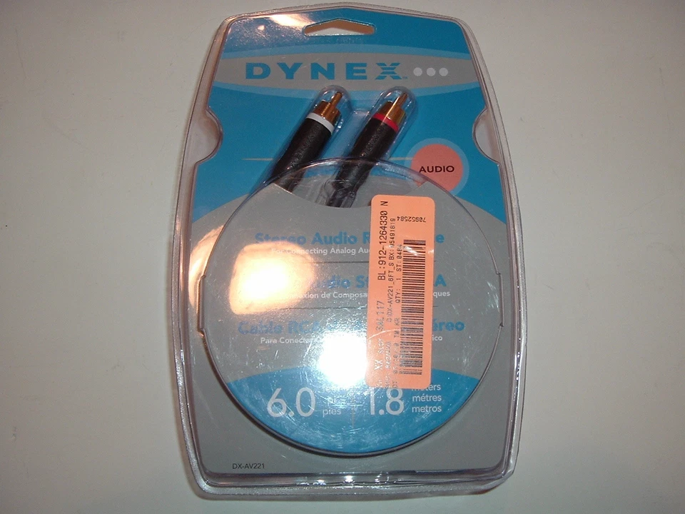 Nuevo Dynex DX-AV221 6 pies Cable RCA de audio estéreo premium con paquete Foto 1 de 1