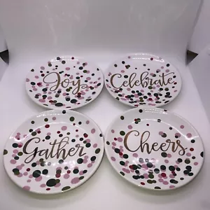 Pier 1 Imports Holiday Appetizer Small Bite 6” Plates Set Of 4 - Picture 1 of 9