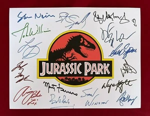 Tarjeta de título de Parque Jurásico firmada por elenco - 8,5 x 11 - reimpresiones de autógrafos - Imagen 1 de 6