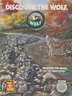 1999 Timber Wolf Tobacco - Howling Wolf Stream River Head Rocks - Print Ad Art