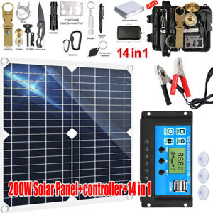 14-In-1 Outdoor Survival Camping Hiking Tactical Gear Backpack &Solar Panels Kit