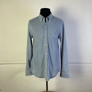 J McLaughlin Shirt Mens S White Blue Stripe Stretch Cotton Button Down Pocket