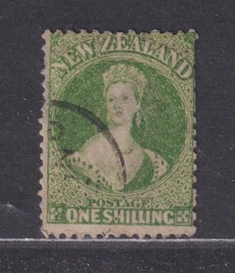 Neuseeland Scott 37 gebraucht 1864 1/- grün Victoria Chalon Star Wmk Perf 121/2 dünn - Bild 1 von 2
