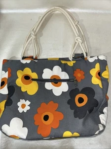 Farmhouse Is My Style Tote Bag Retro Floral Medium Rope Handle Zipper Women EUC - Picture 1 of 4