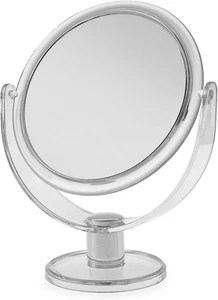 Free Standing Small round Plastic Cosmetic Mirror | Magnifying Make up | Dressin - Picture 1 of 12