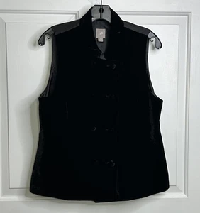 J Jill Vest Black Velour Silk Women’s Medium Double Breasted Old Money Gothic - Picture 1 of 11