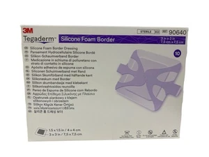 Pack of 10 3M Tegaderm 90640 Silicone Foam Border Dressing 3"x3" EXP 9/25 - Picture 1 of 2