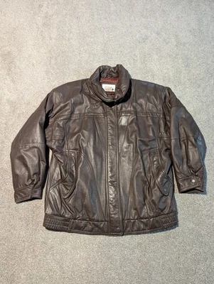 Chaqueta de Cuero Neiman Marcus De Colección Para Hombre Mediana Marrón Vuelo Bombardero Forrada Foto 1 de 4