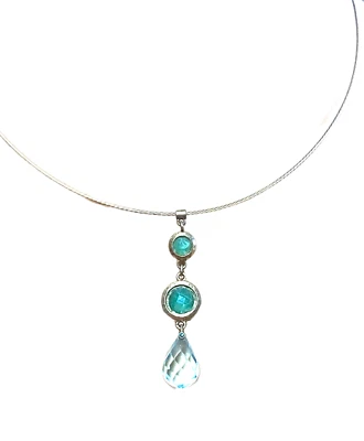 Colar Gargantilha Vintage Liz Claiborne LC 1976 Tom Dourado Verde Pingente Lágrima - Imagem 1 de 4