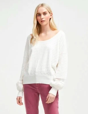 Suéter Pullover French Connection Mujer Malla Rayas Blanco Talla 8-10 Foto 1 de 4