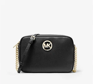 MICHAEL KORS Fulton Pebbled Leather Camera Bag Crossbody Chain Purse 38S8XFTC3L - Picture 1 of 11