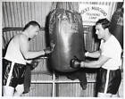 Rocky Marciano And Jack Dempsey At Bag 1954 Old Boxing Photo