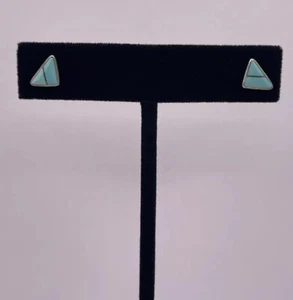 Indianer Zuni Türkis Dreieck Inlay Ohrstecker 0,8 g - Bild 1 von 4