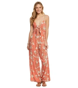 Nerz rosa Lovina mehrfarbig Blumen Overall V-Ausschnitt vorne zum Binden Größe XS-Small neu mit Etikett - Bild 1 von 3