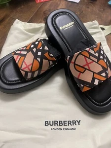 New with Tags Black and Orange Chunky Burberry Sandals/Slides. No Box - Picture 1 of 6