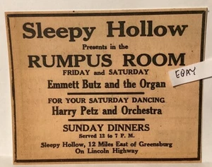 1949 Sleepy Hollow Lincoln Highway al este de Greensburg Pa Rumpus Room Emmett Butz - Imagen 1 de 1