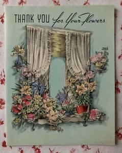 Tarjeta de felicitación artesanal vintage de 1930 sin usar gracias por tus flores oxidadas - Imagen 1 de 6