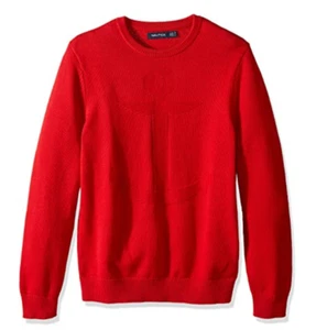 $98 Nautica Men's Long Sleeve Anchor Crew Neck Sweater, Red, Size 2XL - Picture 1 of 1