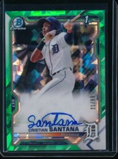 CRISTIAN SANTANA AUTO 2021 Bowman Chrome Prospects GREEN ATOMIC REFRACTOR /99 RC
