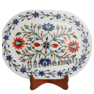 Exclusive Elliptical Marble Inlay Plate – 12 Inch x 9 Inch - Picture 1 of 4