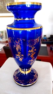 XL Glas Vase - BÖHMEN - Goldauflage - dekoratives Designerobjekt - Höhe 30,5 cm - Bild 1 von 9