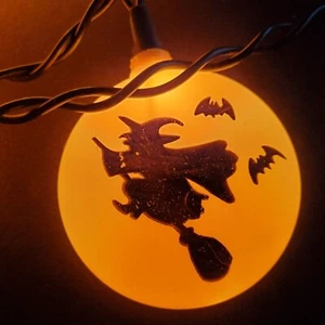 Halloween Witch Blow Mold String Lights Bats Moon 10 Lights - Picture 1 of 7