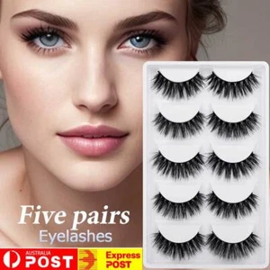5 Pairs 3D Natural Thick False Fake Eyelashes Eye Lashes Mink Makeup Extension - Picture 1 of 19