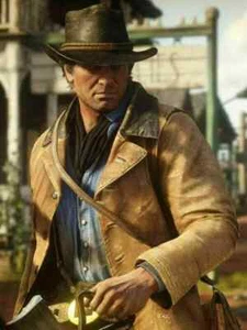 Red Dead Redemption II Arthur Morgan Real Men's Tan Real Leather Coat - Picture 1 of 3