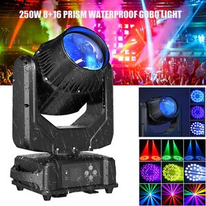 250W Moving Head Light Waterproof 8+16 Prism DMX RGBW LED Gobo Stage Beam Lights - Picture 1 of 9