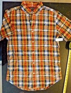 NWT Mens size M slim fit OLD NAVY short sleeve Button down Plaid shirt-1.00 SH-I - Picture 1 of 7