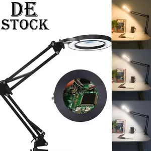 Lupe mit Licht und Ständer 10X LED Schreibtischlampe Lupenleucht Dimmbare + CLIP - Bild 1 von 11