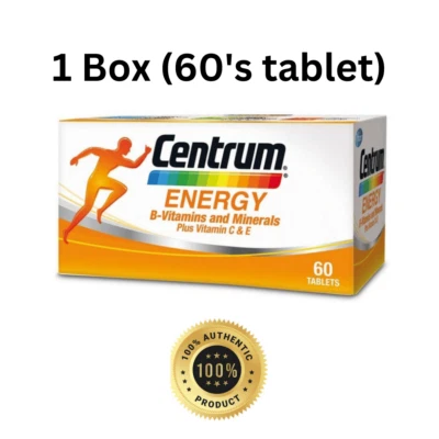 1 Box x 60's New Centrum Energy B-Vitamins and Minerals + Vitamin C & E - Image 1 of 4