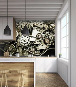 3D Engine Gear R8838 Transport Wallpaper Mural Sefl-adhesive Removable Zoe - Bild 1 von 6