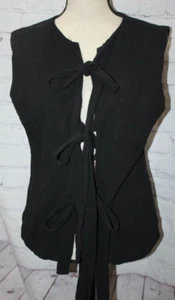 Commense Women's Black 100% Cotton Sleeveless Tie Front Top Size XL - Picture 1 of 2