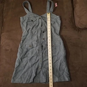 T.L.H. BY HYPE MINI DRESS LINEN COTTON BLEND GRAY XS - Picture 1 of 13