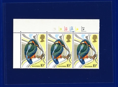 1980 SG1109 10p Kingfisher Spec W437 Cylinder Dot Strip (3) MNH UMM pikq Cover