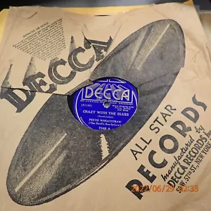 E/E+ 78 PEETIE WHEATSTRAW DECCA 7348 Crazy With The Blues / Ramblin' Man - Picture 1 of 3