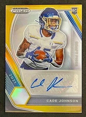 2021 Panini Prizm Draft Picks Cade Johnson Gold Prizm Auto 9/10 - Image 1 of 2