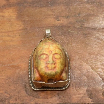Pendant Tibetan Silver Stone Buddha Pendant Nepal - Image 1 of 2