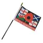 Pack Of 6 Britain Remembers Remembrance Military 6" x 4" Hand waving Flags
