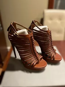 ALEXANDER MCQUEEN Brown Strappy Sandals Shoes Size 7 - Picture 1 of 8