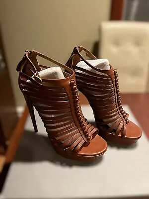 Sandalias ALEXANDER MCQUEEN Marrón con Tiras Zapatos Talla 7 Foto 1 de 4