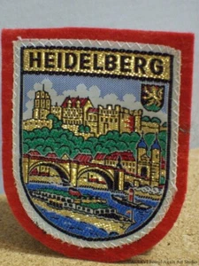Heidelberg Alemania Parche Barcos Puente Hilo Dorado Viaje Recuerdo Fieltro Rojo De Colección - Imagen 1 de 4